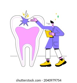 Dental treatment abstract concept vector illustration. Dental clinic, teeth care service, caries treatment tool, dentist chair, toothache emergency help, orthodontic procedure abstract metaphor.