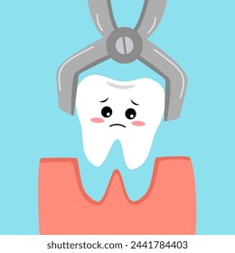 Tratamiento y cuidado dental. Caricatura de extracción o extracción de dientes.