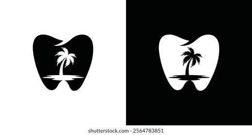 dental with tree palm logo design inspiration