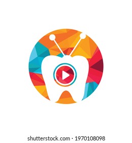 Dental tv vector logo design template. Tooth and television icon design.