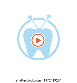 Dental tv vector logo design template. Tooth and television icon design.