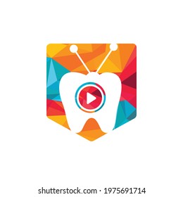 Dental tv vector logo design template. Tooth and television icon design.