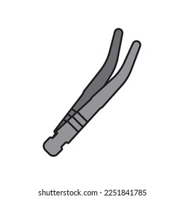 Dental tweezers filled color icon. linear style sign for mobile concept and web design.