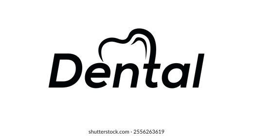 Dental typography logo design, word mark letter graphic vector concept