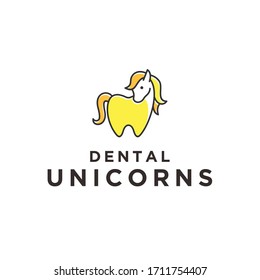 dental unicorn logo vector icon designs