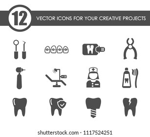 dental vector icons for your creative ideas