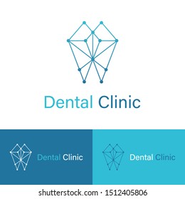 Dental Vector Logo Design. Dentist Logo Template. Geometric Diamond Gems Dentistry icon. Tooth symbol