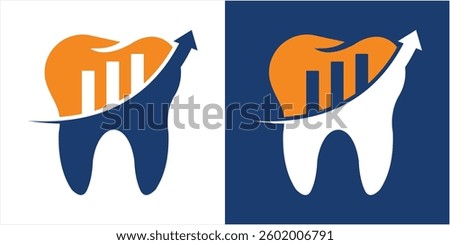 DENTAL vector logo design template with financial investment chart graphic design illustration. icon, symbol, creative