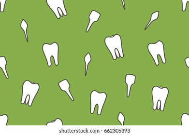 dental vector seamless pattern - tooth type - incisor, canine, premolar, molar