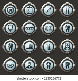 Dental vector stylish round buttons for mobile applications and web