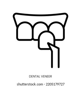 dental veneer icon. Line Art Style Design Isolated On White Background