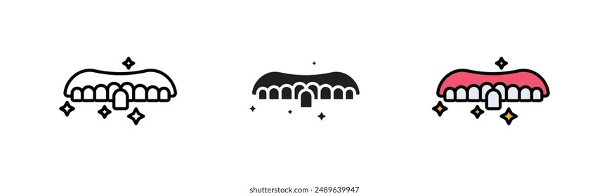 dental veneer icon. outline, fill color with black outline Style Design Isolated On White Background