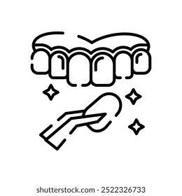 Ícone de contorno de folheado dentário, ilustração de vetor