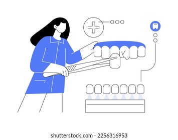 Dental veneers abstract concept vector illustration. Veneer placement, dental beauty solution, teeth aesthetics, cosmetic dentistry service, orthodontic clinic, celebrity smile abstract metaphor.