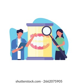 Ilustración vectorial de visita dental que puede editar o modificar fácilmente

