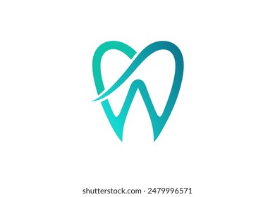 Dental W letter shape logo design