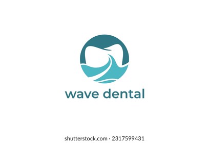 dental waves negative space logo design