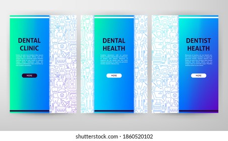 Diseño web dental. Ilustración vectorial de los pósters de contorno.