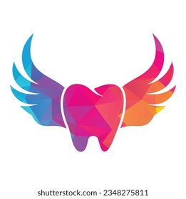 Dental Wings Logo Icon Design. Dentist Tooth with Wings vector illustration
