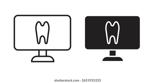 Icono de rayos X dentales. Versiones planas y de trazo. Elementos gráficos.