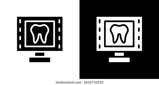 Dental X ray icon in flat black solid vector set