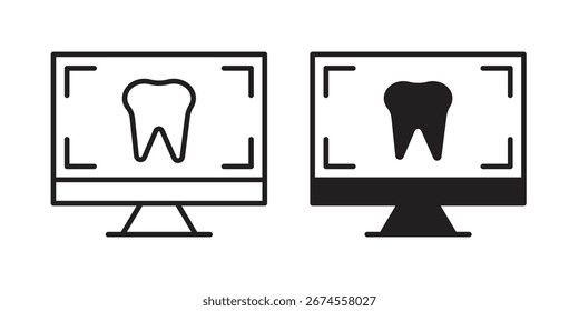 Icono dental de rayos X en estilo de moda plano y forro para diseños de ui App