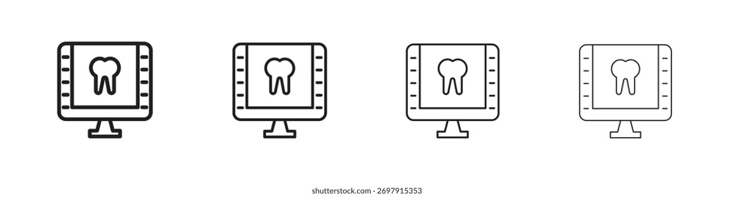 Icono de rayos X dentales. Diseño de estilo delgado, ligero, regular y audaz aislado sobre fondo blanco