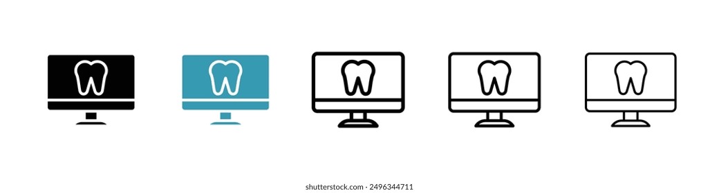 Dental X ray line icon vector set.