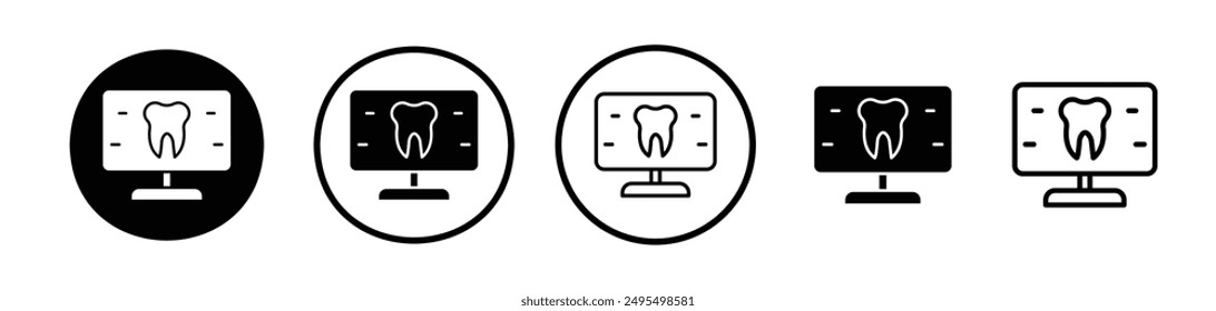 Conjunto de iconos de Vector de rayos X dental en color blanco y negro.