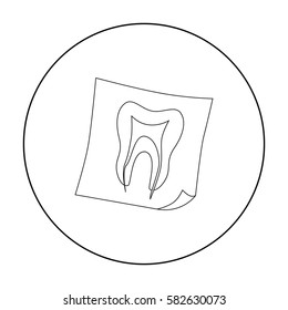 Dental x-ray icon in outline style isolated on white background. Dental care symbol stock vector illustration.