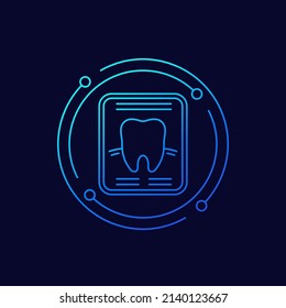 Dental X-ray Image Icon, Line Vector