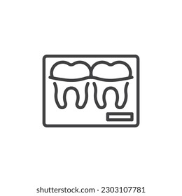 Dental x-ray line icon. linear style sign for mobile concept and web design. Dentistry radiography outline vector icon. Symbol, logo illustration. Vector graphics