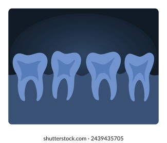 Dental xray scan. Human teeth radiography, medical test of human tooth cartoon vector illustration