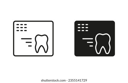 Dental X-Ray Silhouette and Line Icons Set. Stomatology Care, Oral Medical Radiology Diagnostic Pictogram. Teeth Xray, Dental Treatment. Dentistry Black Sign Collection. Isolated Vector Illustration.