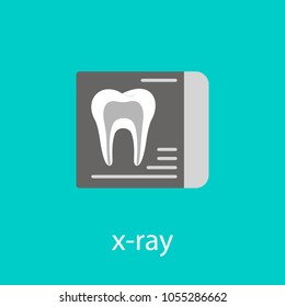 Dental x-ray vector flat icon isolated on background. Radiology image. Professional care of teeth concept, stomatology pictogram. Medicine symbol for info graphics, websites. Vector flat icon.