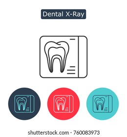 Dental X-ray Vector Line Icon Isolated On White Background. Radiology Image. Professional Care Of Teeth Concept, Stomatology Pictogram. Medicine Symbol For Info Graphics, Websites. Editable Stroke.