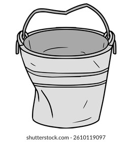 dented bucket illustration hand drawn isolated vector