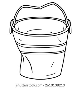 dented bucket illustration hand drawn outline vector