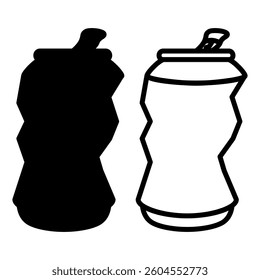 dented drink can icon, simple flat style, illustration, logo sign symbol pictogram template, for ui or ux isolated on white for mobile app, editable