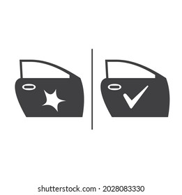 dented and repaired car door illustration 