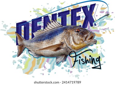 Ilustración Dentex Fish Vector Imprimible para DTF, banner, afiche, camisetas, pegatinas, calcomanías y más. 