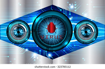 dentifying a computer virus. Antivirus protection and computer security concept. PC. vector one zero. scan. technology digital website internet web. vector. eye