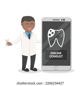 dentist african online consult information design character on white background