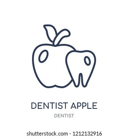 Dentist Apple icon. Dentist Apple linear symbol design from Dentist collection. Simple outline element vector illustration on white background.