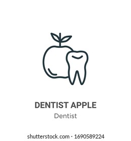 Dentist apple outline vector icon. Thin line black dentist apple icon, flat vector simple element illustration from editable dentist concept isolated stroke on white background