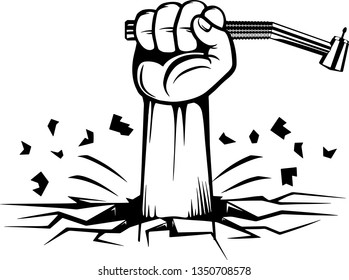 Dentist Arm Raised Up With Hand Holding Old Dental Instrument