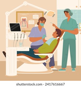 Ilustración vectorial de los dentarios del paciente
