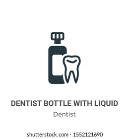 Dentist bottle with liquid vector icon on white background. Flat vector dentist bottle with liquid icon symbol sign from modern dentist collection for mobile concept and web apps design.