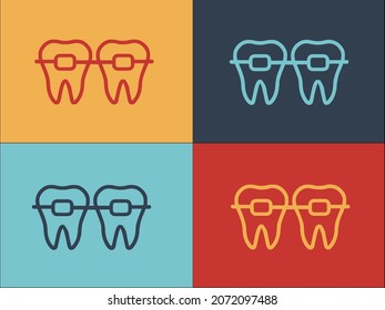 Dentist Braces Logo, Simple Flat Icon of dentist,dental,medical