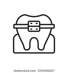 Dentist Braces Outline Icon Vector Illustration